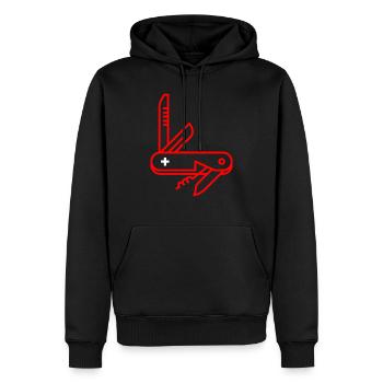 Schweizer Taschenmesser - Männer Premium Bio Hoodie - Schwarz - Vorne - Nico (187cm)