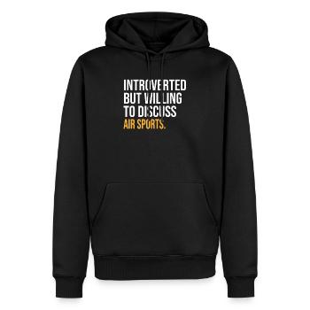 J’AI MIS MES SPORTS AÉRIENS EN PAUSE POUR ÊTRE ICI - Sweat à capuche Premium bio Homme - noir - Devant - Nico (187cm)