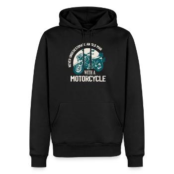 Never Underestimate An Old Man With A Motorcycle B - Männer Premium Bio Hoodie - Schwarz - Vorne - Nico (187cm)