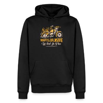 Therapy Is Expensive Wind Is Free Motorcycle Bike - Männer Premium Bio Hoodie - Schwarz - Vorne - Nico (187cm)