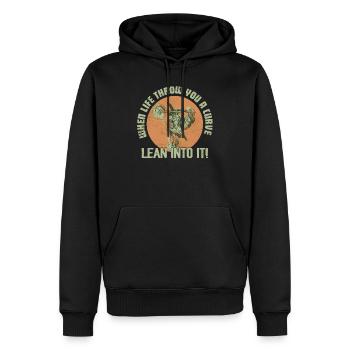 When Life Throw You A Curve Lean Into It! Biker M - Männer Premium Bio Hoodie - Schwarz - Vorne - Nico (187cm)