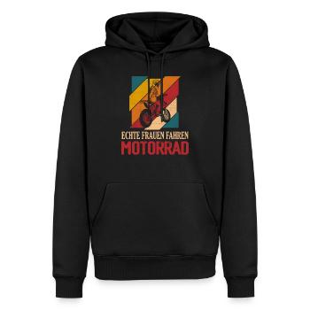Echte Frauen fahren Motorrad Biken Biker Girl - Männer Premium Bio Hoodie - Schwarz - Vorne - Nico (187cm)