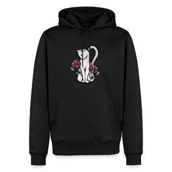 Roses de chat blanc - Sweat à capuche Premium bio Homme - noir - Devant - Nico (187cm)