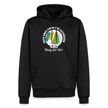 Back Away From The Accordion And Nobody Gets Hurt - Männer Premium Bio Hoodie - Schwarz - Vorne - Nico (187cm)