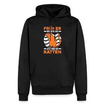 Früher war ich normal Jetzt habe ich Ratten - Männer Premium Bio Hoodie - Schwarz - Vorne - Nico (187cm)
