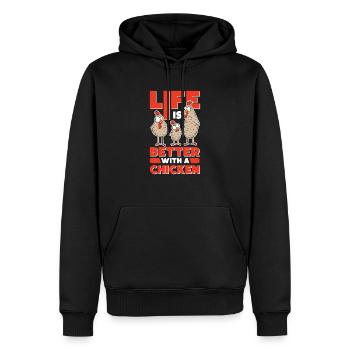 La vie est meilleure avec un Poulet Hühner - Sweat à capuche Premium bio Homme - noir - Devant - Nico (187cm)