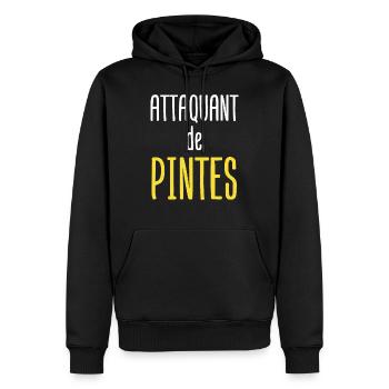 Attaquant de pintes cadeau humour bière football - Sweat à capuche Premium bio Homme - noir - Devant - Nico (187cm)