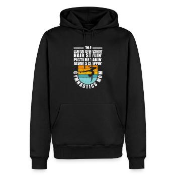 Ich bin ein Trikot Washin 'Gymnastik Mom Funny - Männer Premium Bio Hoodie - Schwarz - Vorne - Nico (187cm)