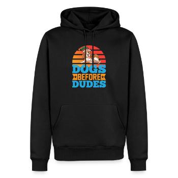 dogs before dudes - Männer Premium Bio Hoodie - Schwarz - Vorne - Nico (187cm)