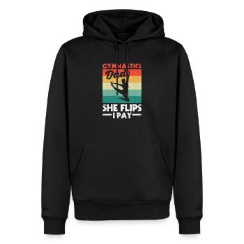 Gymnastics Daddy Father's Day Gymnastics Dad she Flips - Men’s Premium Organic Hoodie - black - Front - Nico (187cm)