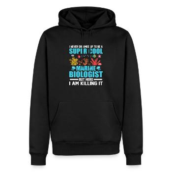 Je n’ai jamais rêvé d’être un biolo marin super cool - Sweat à capuche Premium bio Homme - noir - Devant - Nico (187cm)