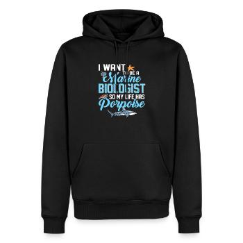 Je veux être biologiste marin ma vie a marsouin - Sweat à capuche Premium bio Homme - noir - Devant - Nico (187cm)