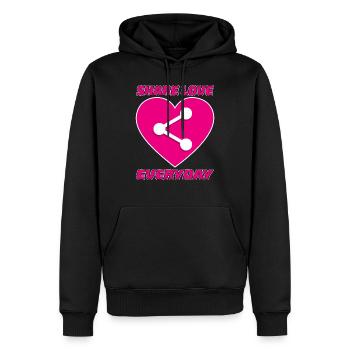 Partagez l’établissement Love Daily Derce Pink Naspisy - Sweat à capuche Premium bio Homme - noir - Devant - Nico (187cm)