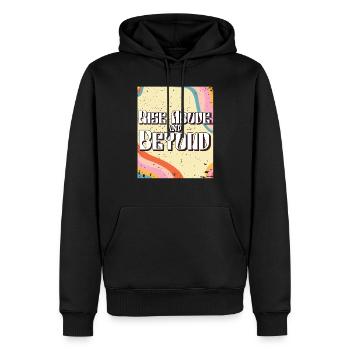 Fun Rise Above And Beyond Positive Message Retro C - Men’s Premium Organic Hoodie - black - Front - Nico (187cm)