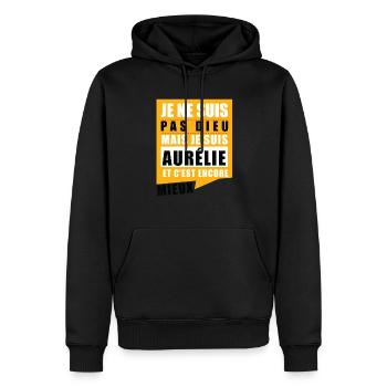 Cadeau femme pour Aurélie - Sweat à capuche Premium bio Homme - noir - Devant - Nico (187cm)