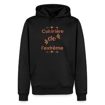 Cadeau femme Cuisinière de l'extrême - Sweat à capuche Premium bio Homme - noir - Devant - Nico (187cm)