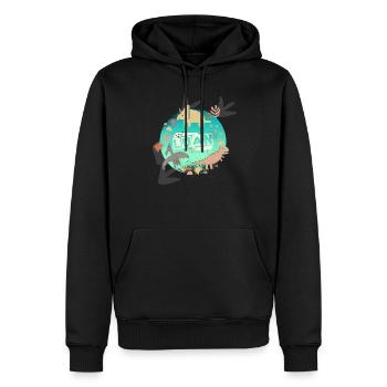 LUAN - Beautiful boy name with cute dinosaurs - Men’s Premium Organic Hoodie - black - Front - Nico (187cm)