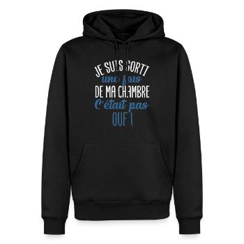 Je suis sorti de ma chambre cadeau ado gamer geek - Sweat à capuche Premium bio Homme - noir - Devant - Nico (187cm)