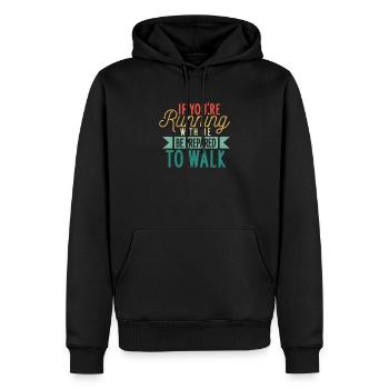Lustiges Jogging Wenn du mit mir läufst - Männer Premium Bio Hoodie - Schwarz - Vorne - Nico (187cm)