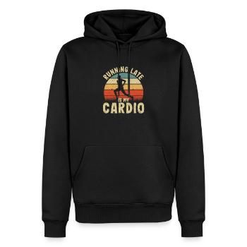 Lustiges Fitness-Workout Joggen Laufen spät ist - Männer Premium Bio Hoodie - Schwarz - Vorne - Nico (187cm)