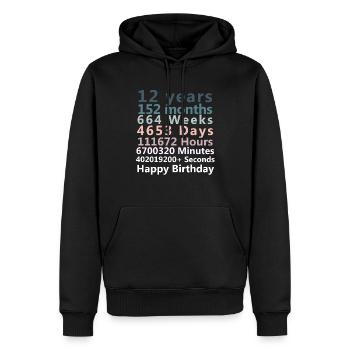 Happy 12th Birthday | 12th Birthday Gifts | Gifs - Men’s Premium Organic Hoodie - black - Front - Nico (187cm)