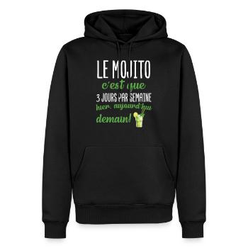 Le mojito c'est que 3 jours par semaine apéro - Sweat à capuche Premium bio Homme - noir - Devant - Nico (187cm)