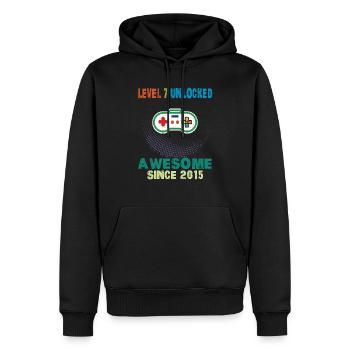 Level 7 Unlocked Awesome 2015 Video Game 7th Birth - Männer Premium Bio Hoodie - Schwarz - Vorne - Nico (187cm)