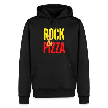 Rock et Pizza - Sweat à capuche Premium bio Homme - noir - Devant - Nico (187cm)