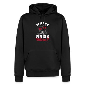 Wo ist das Ziel Wein Lustiger Motivationsmarathon - Männer Premium Bio Hoodie - Schwarz - Vorne - Nico (187cm)