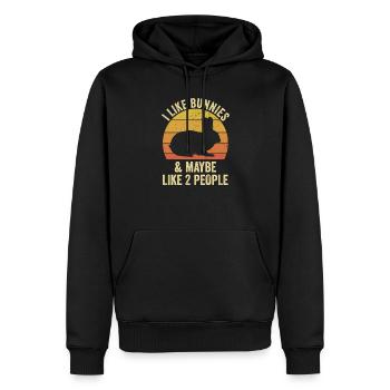 Comme des lapins et peut-être comme 2 personnes Lapin Rétro - Sweat à capuche Premium bio Homme - noir - Devant - Nico (187cm)