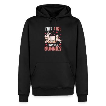 Dieses Mädchen liebt ihre Hasen Kaninchen lieben süßes Haustier - Männer Premium Bio Hoodie - Schwarz - Vorne - Nico (187cm)