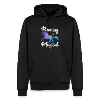 Laufen ist magisch Einhorn Lustig Jogging Pferd - Männer Premium Bio Hoodie - Schwarz - Vorne - Nico (187cm)