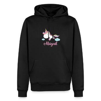 ABIGAIL Pink Unicorn Novelty - Männer Premium Bio Hoodie - Schwarz - Vorne - Nico (187cm)
