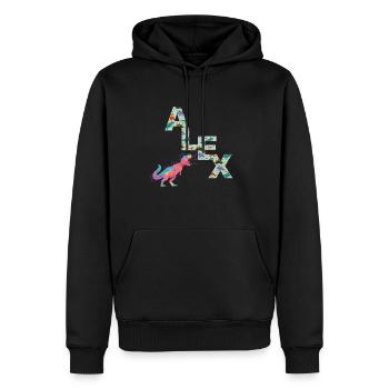 ALEX - Schöner Jungen Name mit süßen Dinosaurier - Männer Premium Bio Hoodie - Schwarz - Vorne - Nico (187cm)