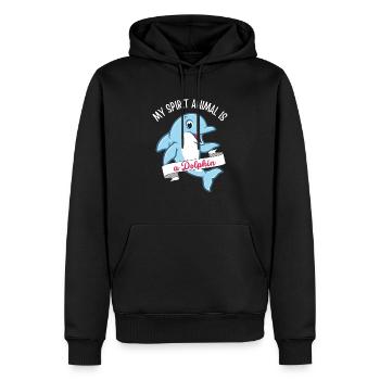 Delfin ist mein Seelentier - Männer Premium Bio Hoodie - Schwarz - Vorne - Nico (187cm)