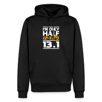 Je ne suis qu’à moitié fou 13.1 Half Marathon Funny - Sweat à capuche Premium bio Homme - noir - Devant - Nico (187cm)