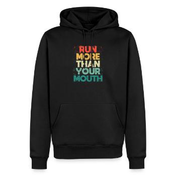 Lustige Laufmotivation Läufer laufen mehr als dein - Männer Premium Bio Hoodie - Schwarz - Vorne - Nico (187cm)