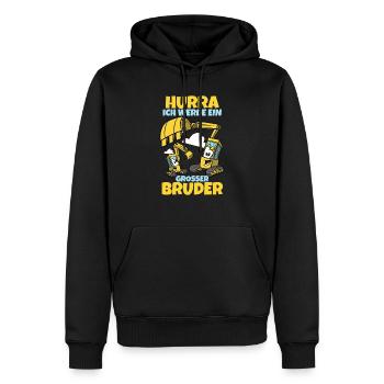 Werdender Bruder Geschenk Ich werde Bruder Bagger - Männer Premium Bio Hoodie - Schwarz - Vorne - Nico (187cm)