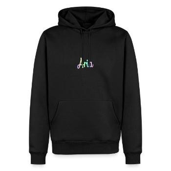 ARIA Rainbow Cursive Minimaliste - Sweat à capuche Premium bio Homme - noir - Devant - Nico (187cm)