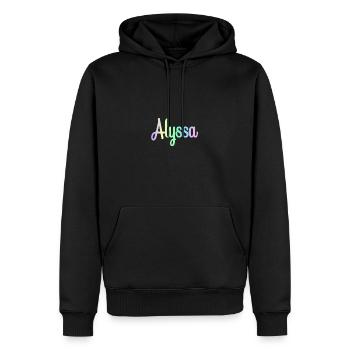 ALYSSA Rainbow Cursive minimaliste - Sweat à capuche Premium bio Homme - noir - Devant - Nico (187cm)