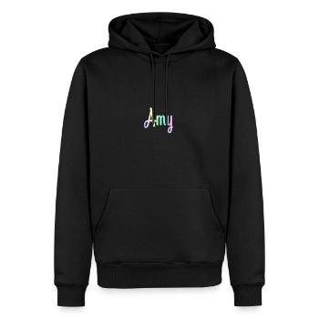 AMY Rainbow Minimalist Cursive - Männer Premium Bio Hoodie - Schwarz - Vorne - Nico (187cm)
