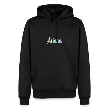 ARIANA Rainbow Minimalist Cursive - Männer Premium Bio Hoodie - Schwarz - Vorne - Nico (187cm)