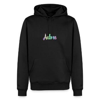 AUBREE Rainbow Cursive Minimaliste - Sweat à capuche Premium bio Homme - noir - Devant - Nico (187cm)
