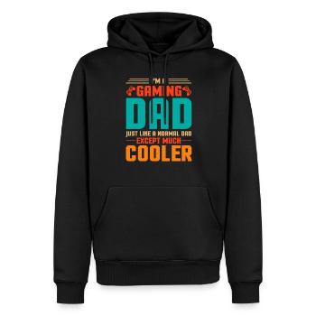 Papa joueur - Sweat à capuche Premium bio Homme - noir - Devant - Nico (187cm)