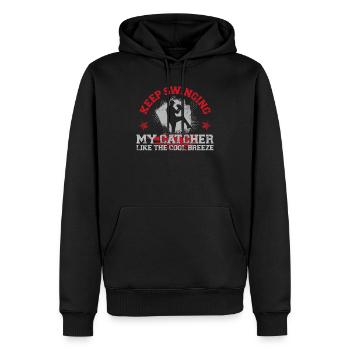 Baseball Fan Pitcher Vintage Keep - Men’s Premium Organic Hoodie - black - Front - Nico (187cm)
