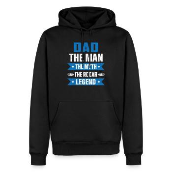 Papa L’homme Le mythe La rc voiture légende Modèle de voiture - Sweat à capuche Premium bio Homme - noir - Devant - Nico (187cm)