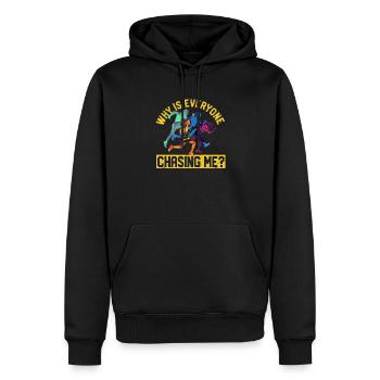 Lustiger Langstreckenläufer Warum sind alle hinter - Männer Premium Bio Hoodie - Schwarz - Vorne - Nico (187cm)