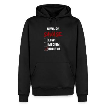 Niveau de Sauvage: ADRIANA Checkmark Novelty Custom - Sweat à capuche Premium bio Homme - noir - Devant - Nico (187cm)