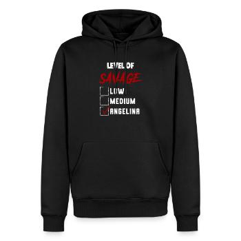 Level of Savage: ANGELINA Checkmark Novelty Custom - Männer Premium Bio Hoodie - Schwarz - Vorne - Nico (187cm)