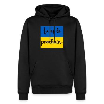 Ukraine drapeau tu es le prochain - Sweat à capuche Premium bio Homme - noir - Devant - Nico (187cm)